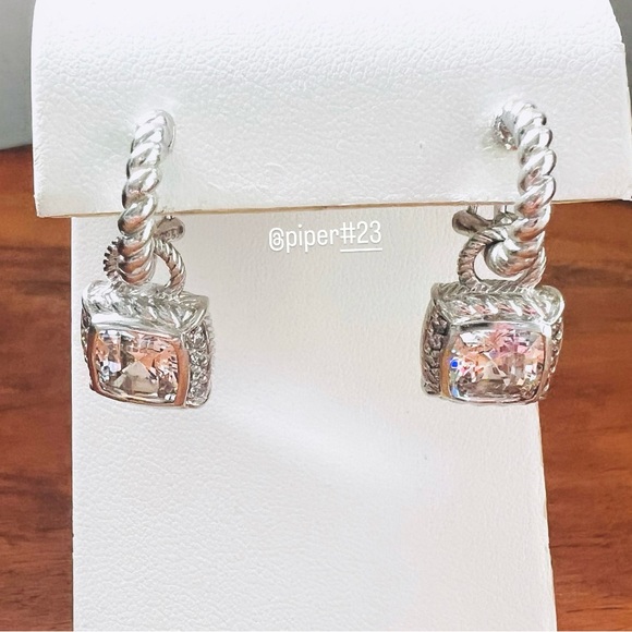 Judith Ripka 5.25 carat Asscher-cut Diamonique Sterling Silver Hoop Earrings - Picture 5 of 7